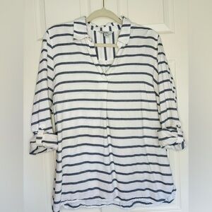 Blue stripe cotton blend tunic